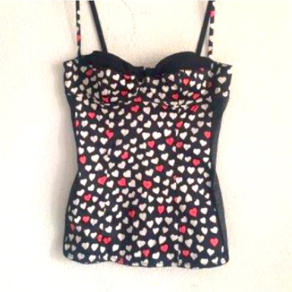 Dolce & Gabbana authentic RARE Y2K black heart bustier mesh stretch pinUp Medium - Picture 10 of 16